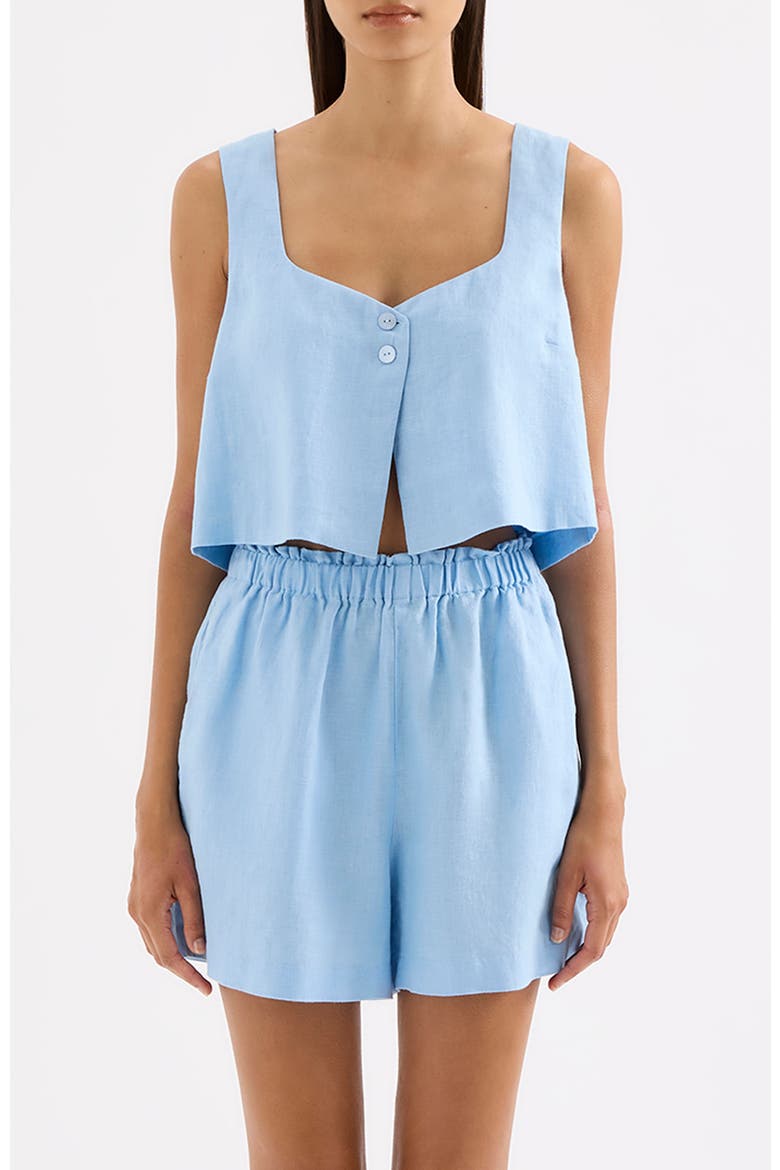 Theo Linen Top, Alternate, color, Bermuda