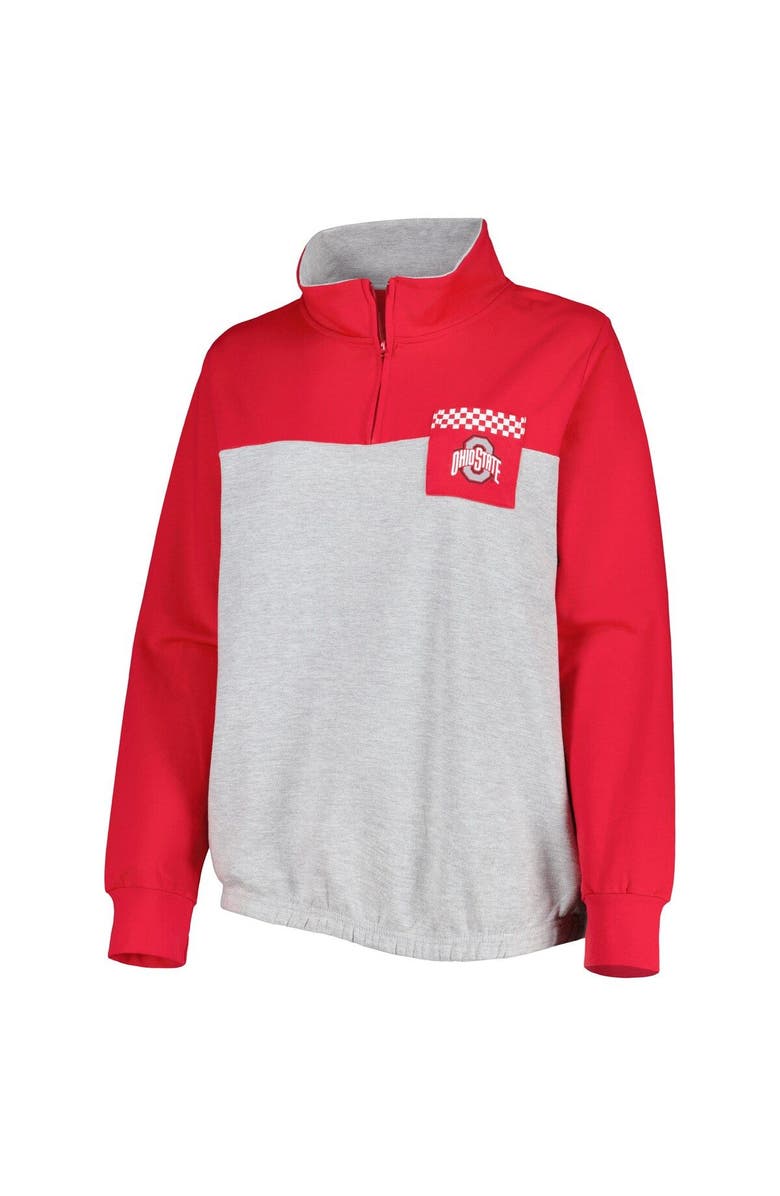 PROFILE Women's Heather Gray/Scarlet Ohio State Buckeyes Plus Size Sideline to Sideline Quarter-Zip Top, Alternate, color, Scarlet