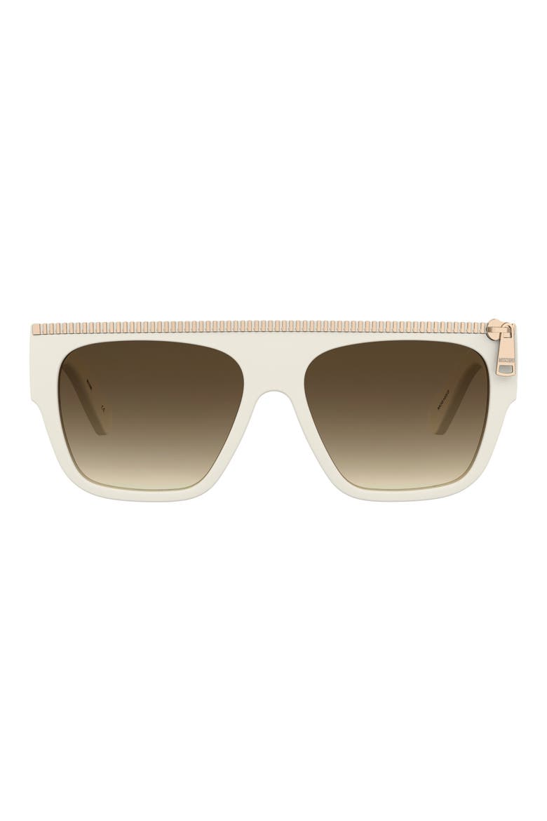 56mm Gradient Square Flat Top Sunglasses, Main, color, IVORY