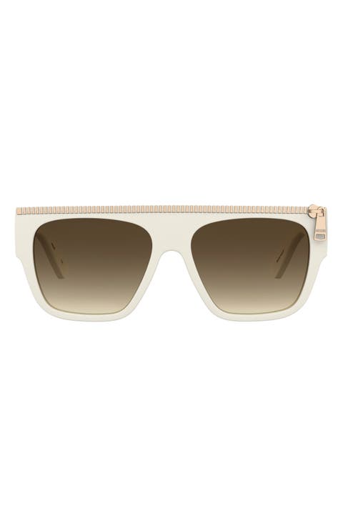 56mm Gradient Square Flat Top Sunglasses