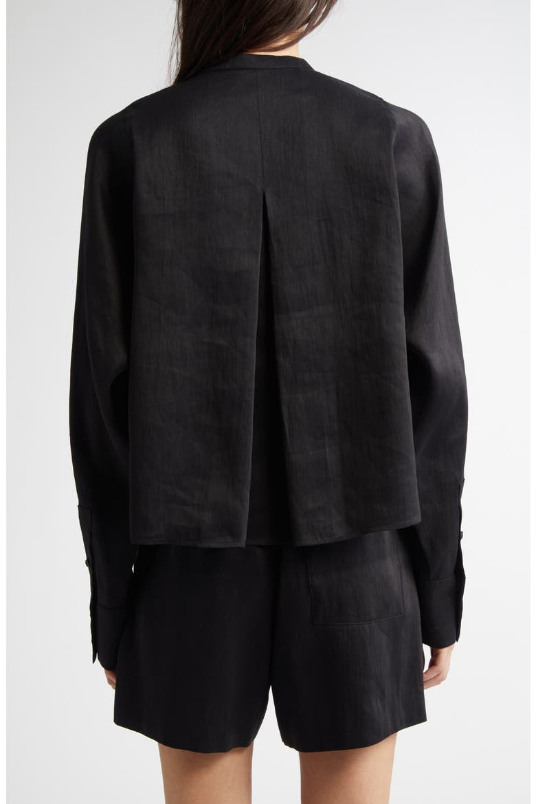 Siara Oversize Linen & Silk Blouse, Alternate, color, BLACK
