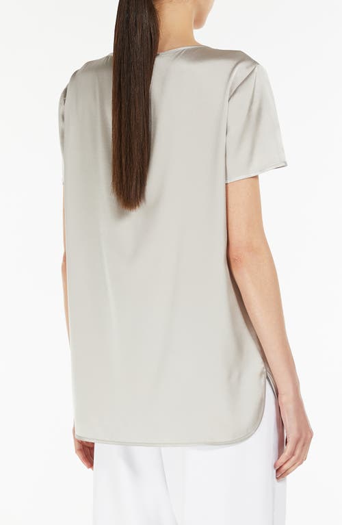 Mm Cortona Stretch Silk Top In Pearl Grey