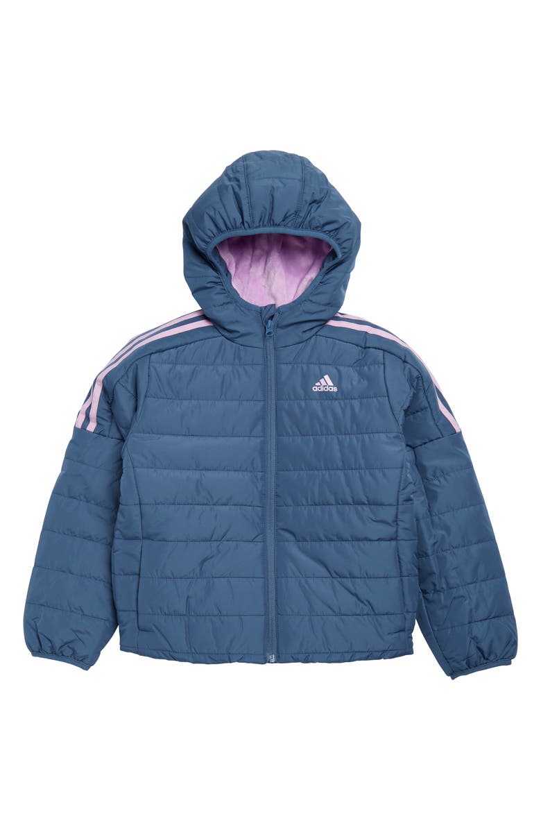 adidas Kids' 3-Stripe Water Resistant Puffer Jacket, Main, color,