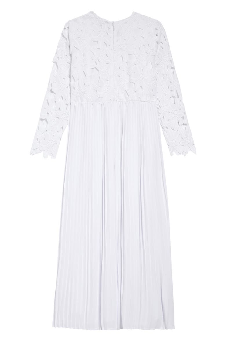 Lace Bodice Chiffon Gown, Alternate, color, WHITE