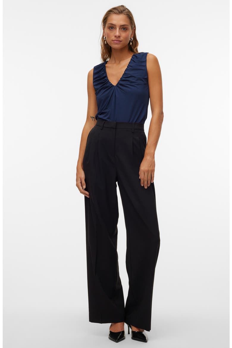 Hanna Bianca Shirred Shell, Alternate, color, NAVY BLAZER