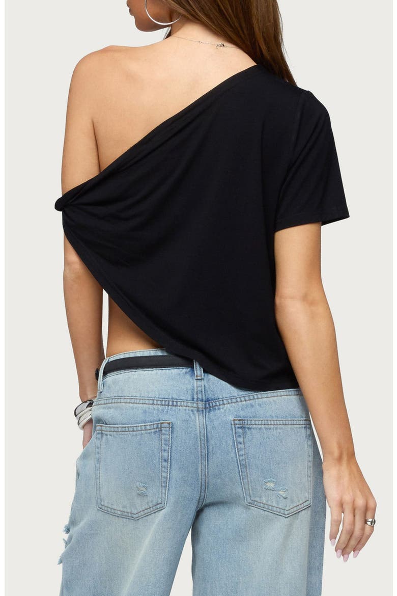 Asymmetric One-Shoulder Top, Alternate, color, BLACK