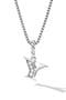 Pavé Initial Pendant Necklace in Sterling Silver with Diamond
