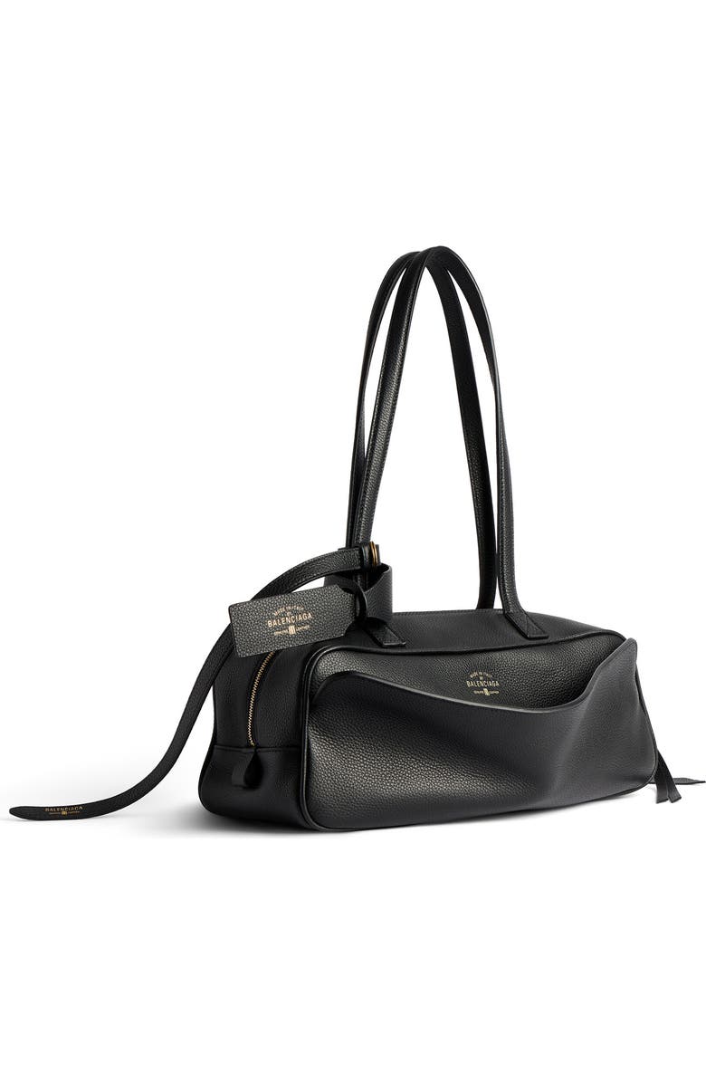 Balenciaga Small Bowling Leather Satchel, Alternate, color, Black