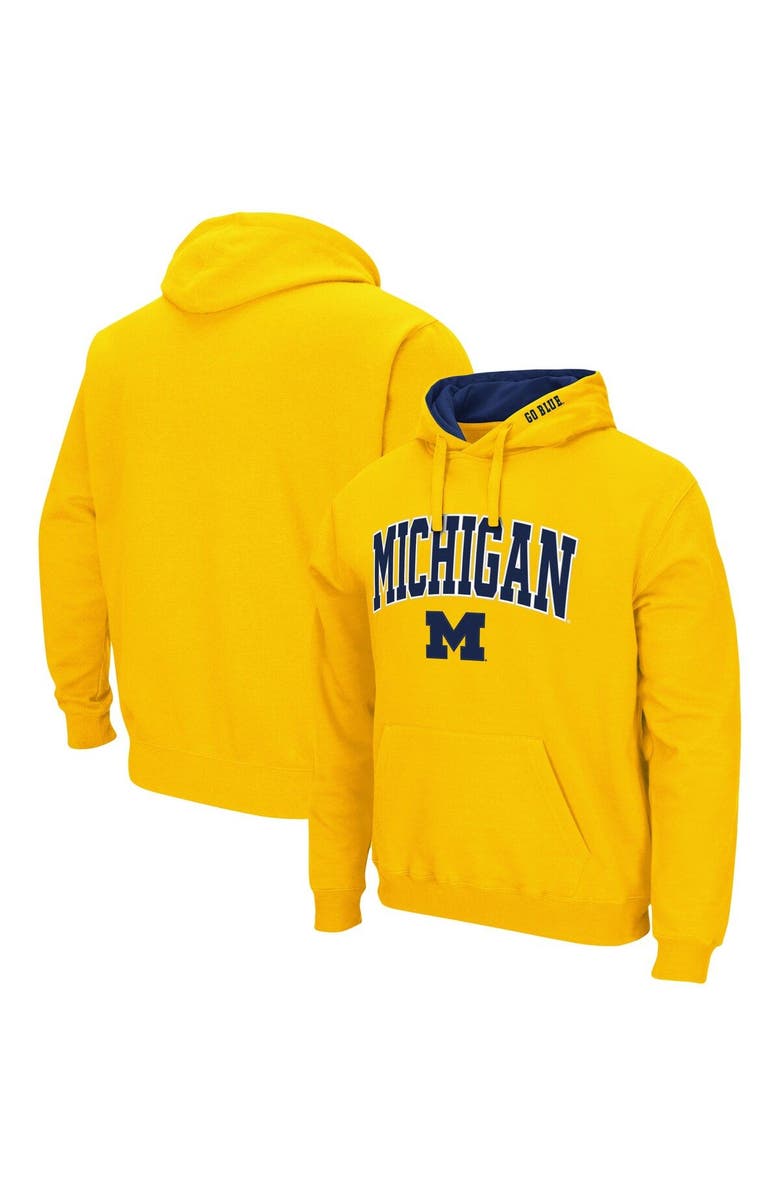COLOSSEUM Men's Colosseum Maize Michigan Wolverines Arch & Logo 3.0 Pullover Hoodie, Main, color, Maize