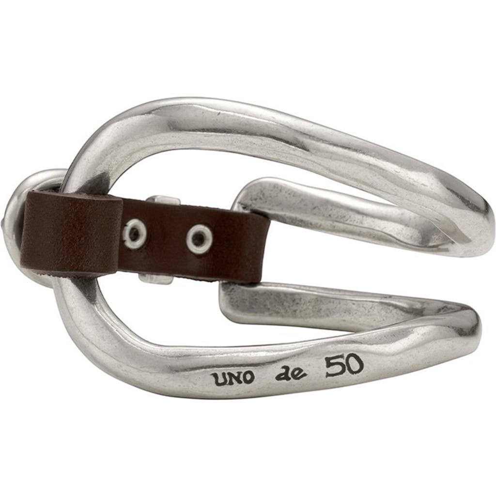 Unode50 Sterling Silver-plated Bracelet With Leather Accessory In Silver