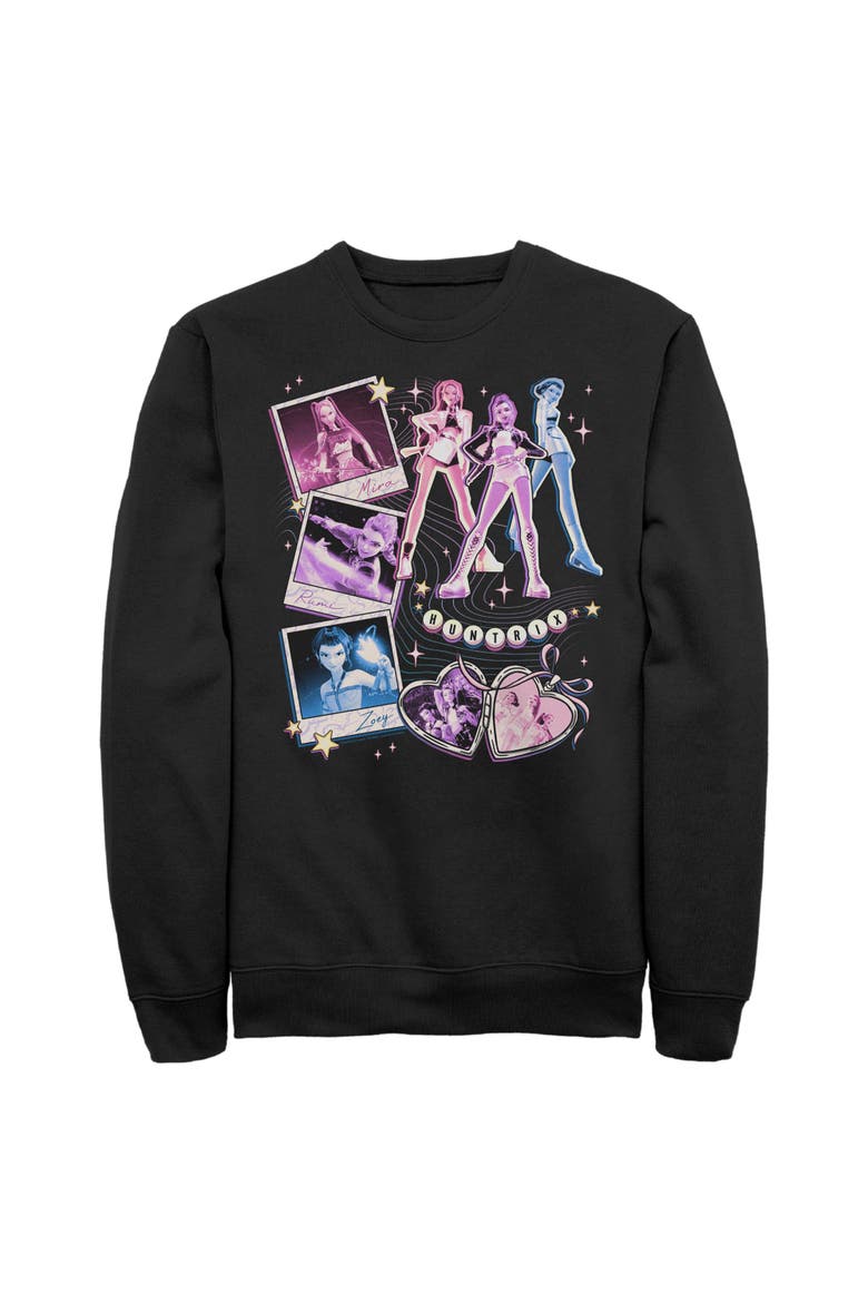 Men's Huntrix Cute Instant Film Portrait Long Sleeve Crewneck Sweatshirt, Main, color, Black