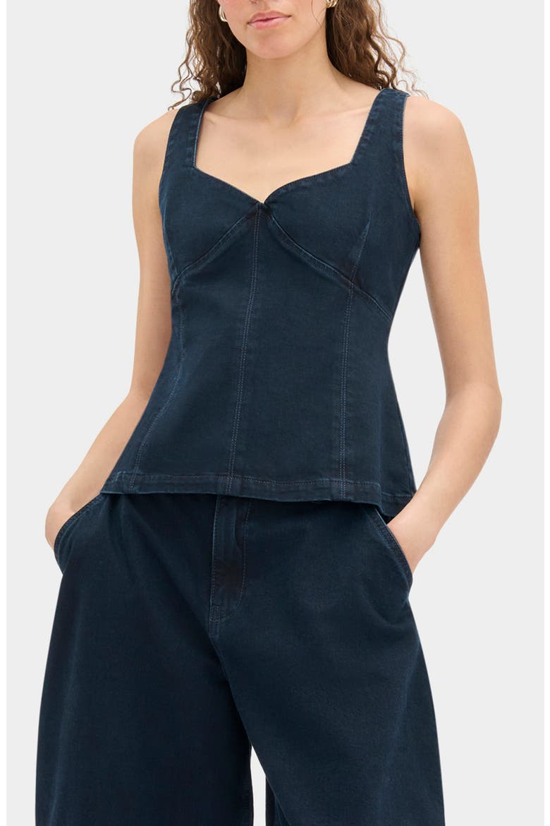 Storm Sweetheart Neck Denim Tank, Main, color, BLUE BLACK