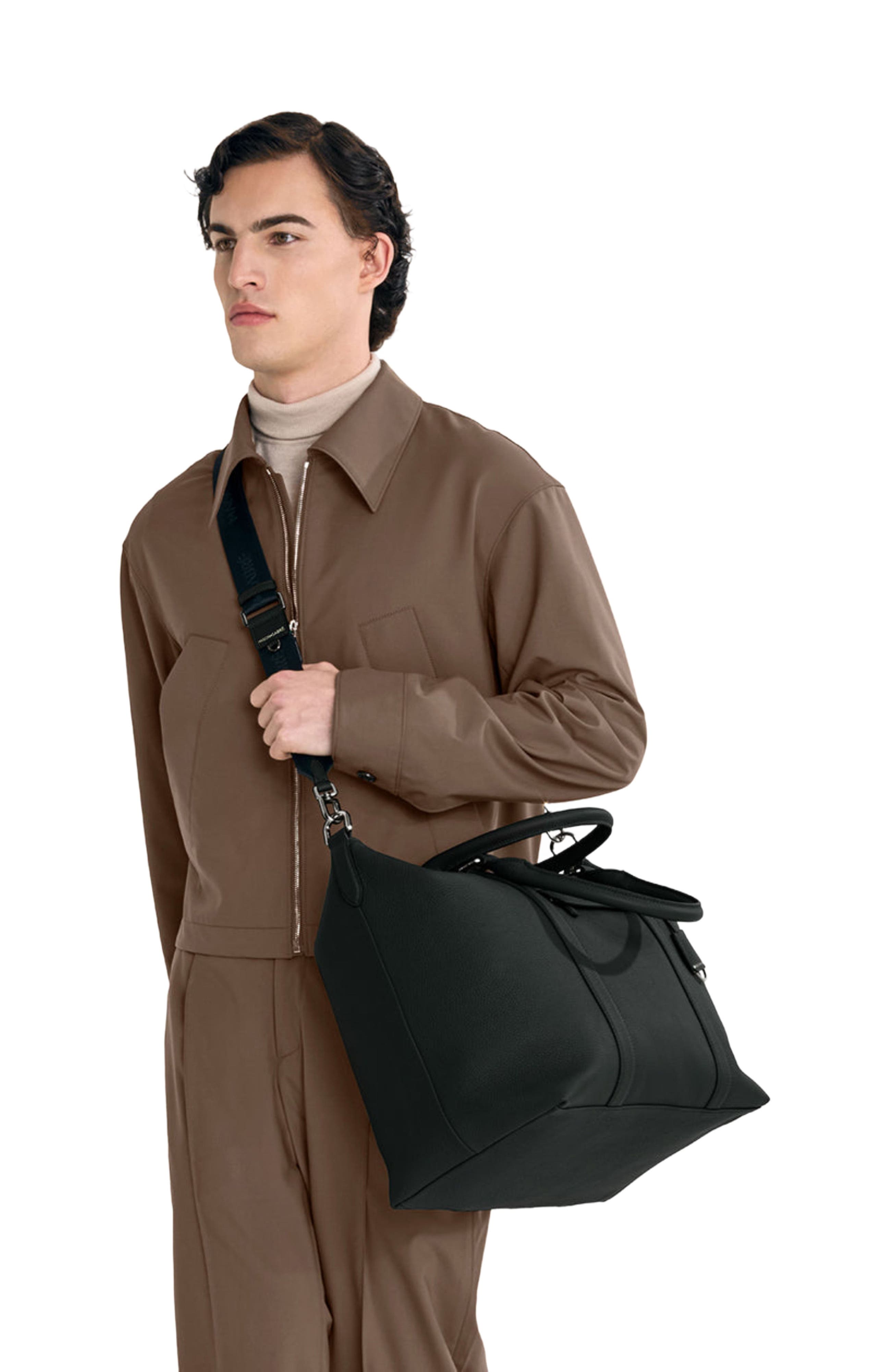 MAISON de SABRÉ Large Leather Weekender Bag, Alternate, color, Black Caviar