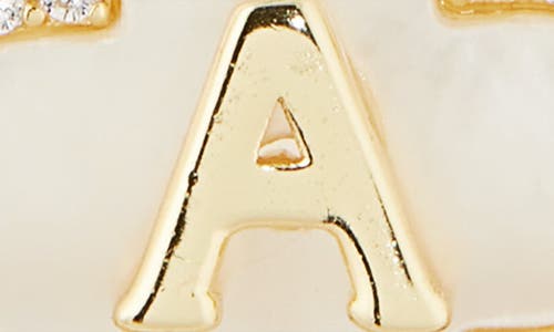 Argento Vivo Sterling Silver Clover Mother-of-pearl Initial Pendant Necklace In Gold
