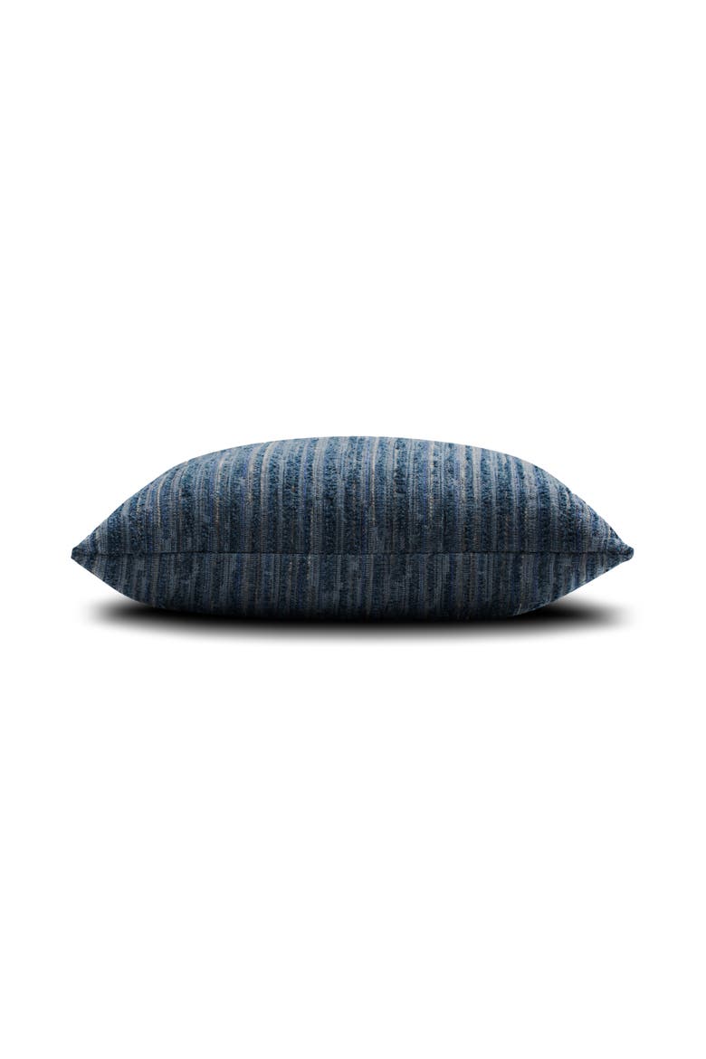 Luxe Stripe Chenille & Boucle textured Indoor & Outdoor Woven Accent Pillow, Alternate, color, Indigo
