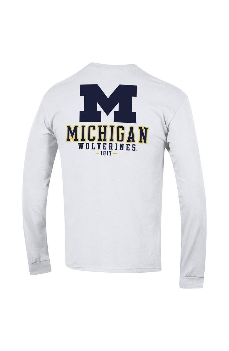 Champion Men's Champion White Michigan Wolverines Team Stack Long Sleeve T-Shirt, Alternate, color, White