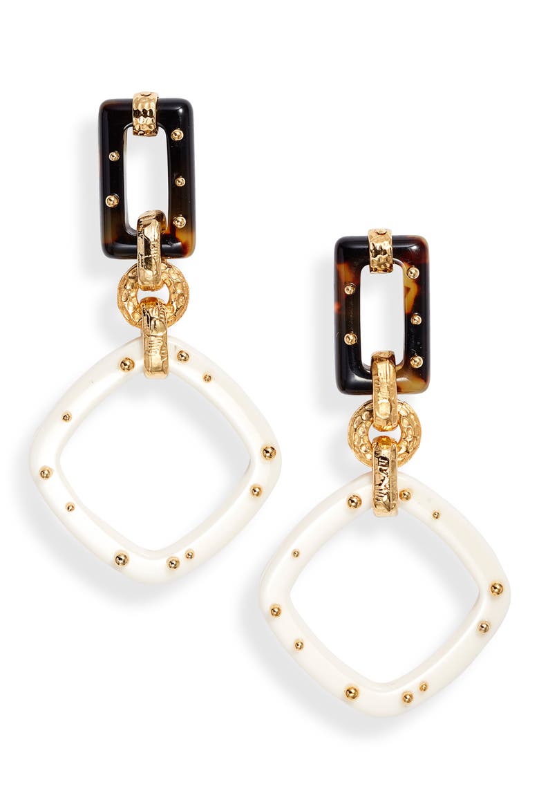 Escale Geo Drop Earrings, Main, color, BROWN AND WHITE