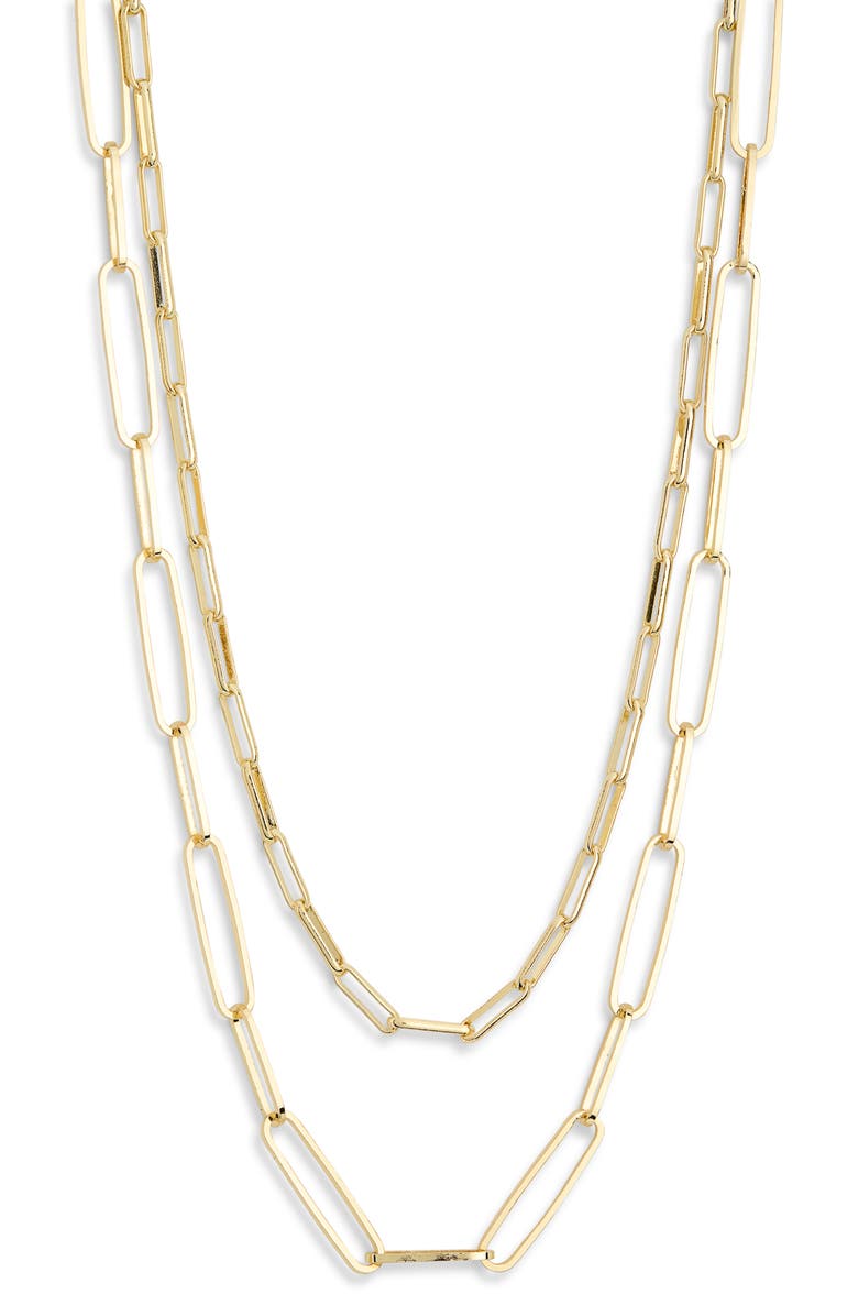NORDSTROM RACK Set of Two Mixed Chain Necklaces, Main, color, Gold