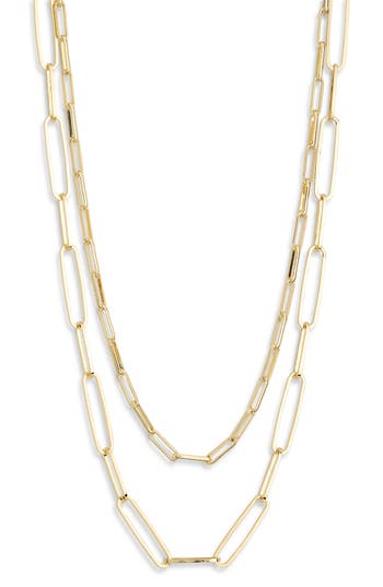 Nordstrom Rack Set Of Two Mixed Chain Necklaces In Gold