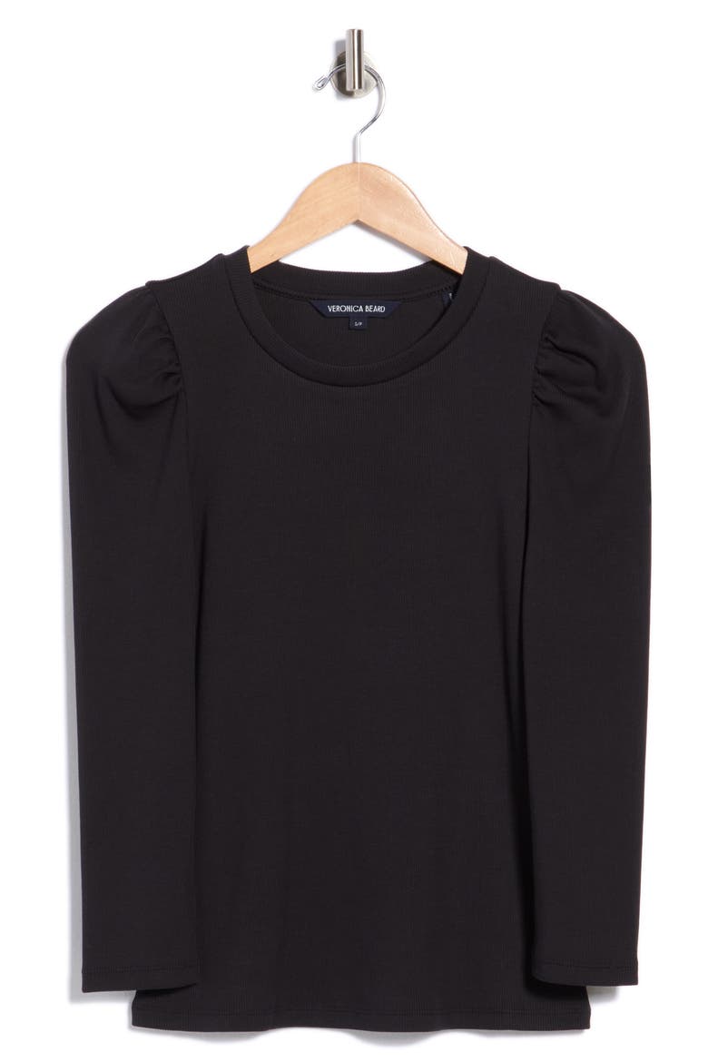 Britney Ruched Sleeve Top, Main, color, BLACK