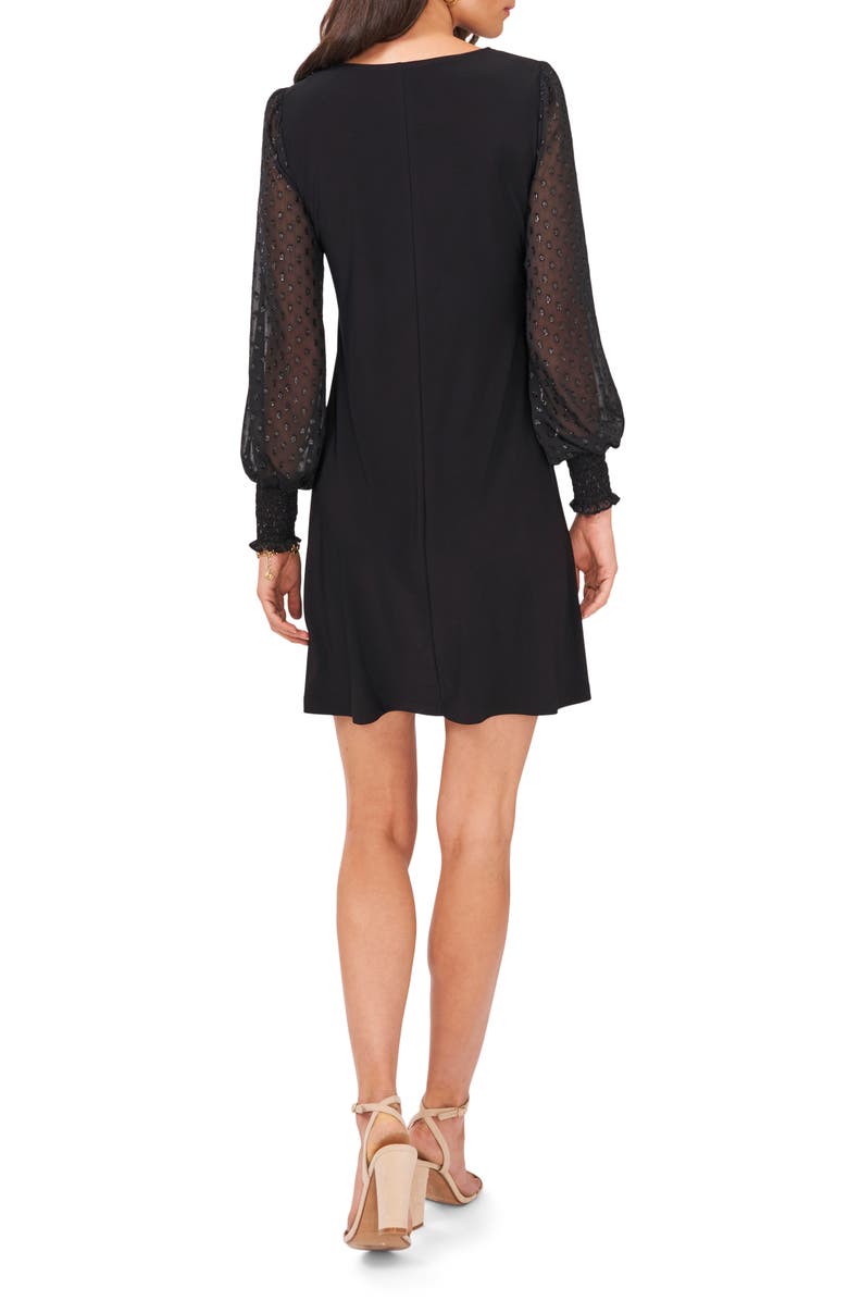 Chaus Mixed Media Clip Dot Long Sleeve Sheath Minidress, Alternate, color,