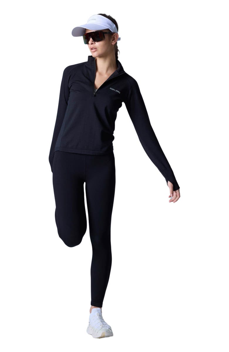 COZY ZERO Tech Merino Classic Fit Half Zip Long Sleeve Top, Alternate, color, Black
