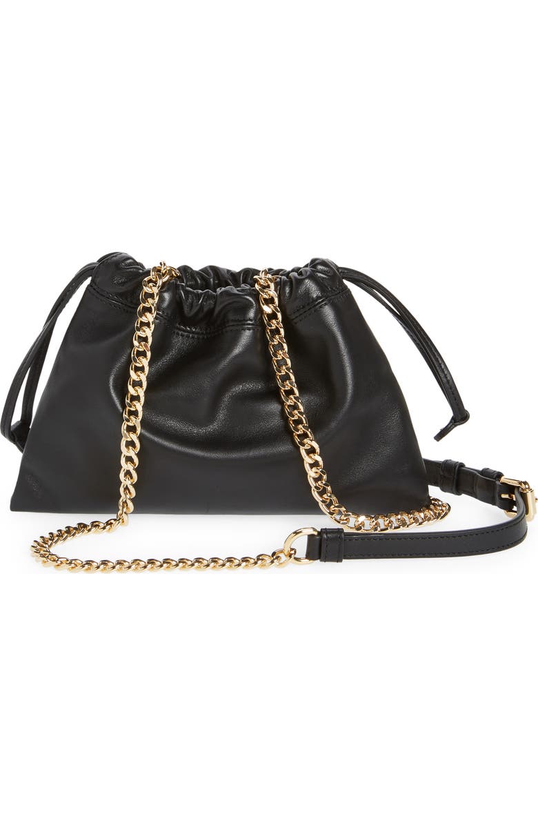 Moschino Logo Leather Drawstring Crossbody Bag, Alternate, color,