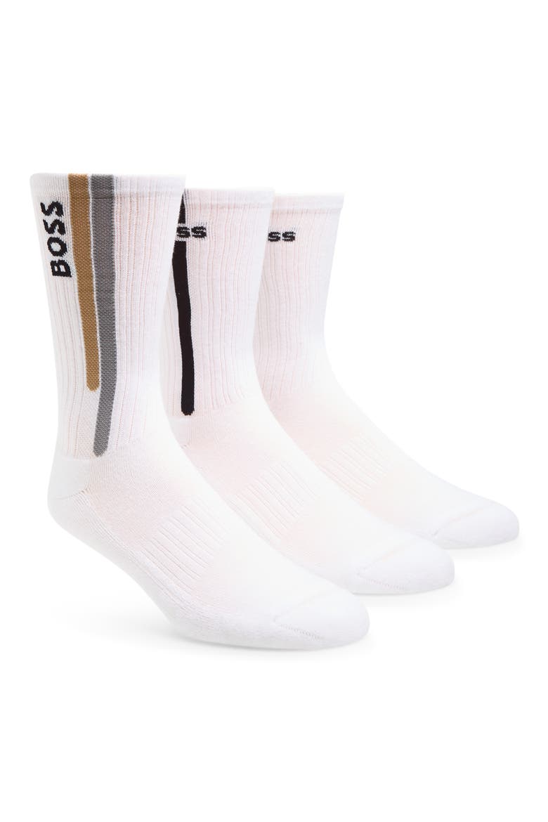 3-Pack Crew Socks, Main, color, WHITE MULTI