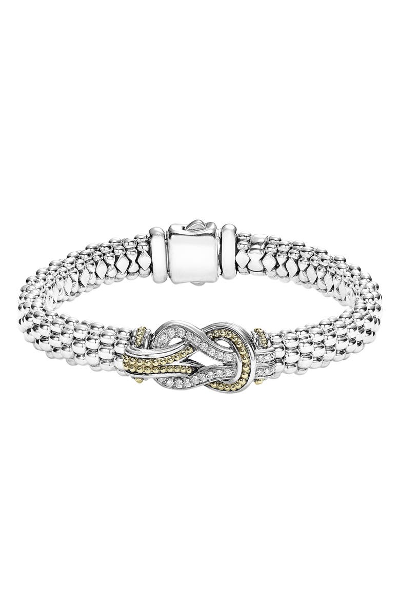 LAGOS Caviar Newport Diamond Station Bracelet, Main, color, Silver/ Gold