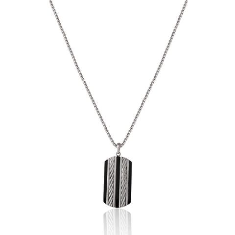 Pendant Necklace with Striped Dog Tag