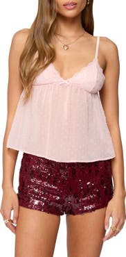 EDIKTED Clip Dot Chiffon Top