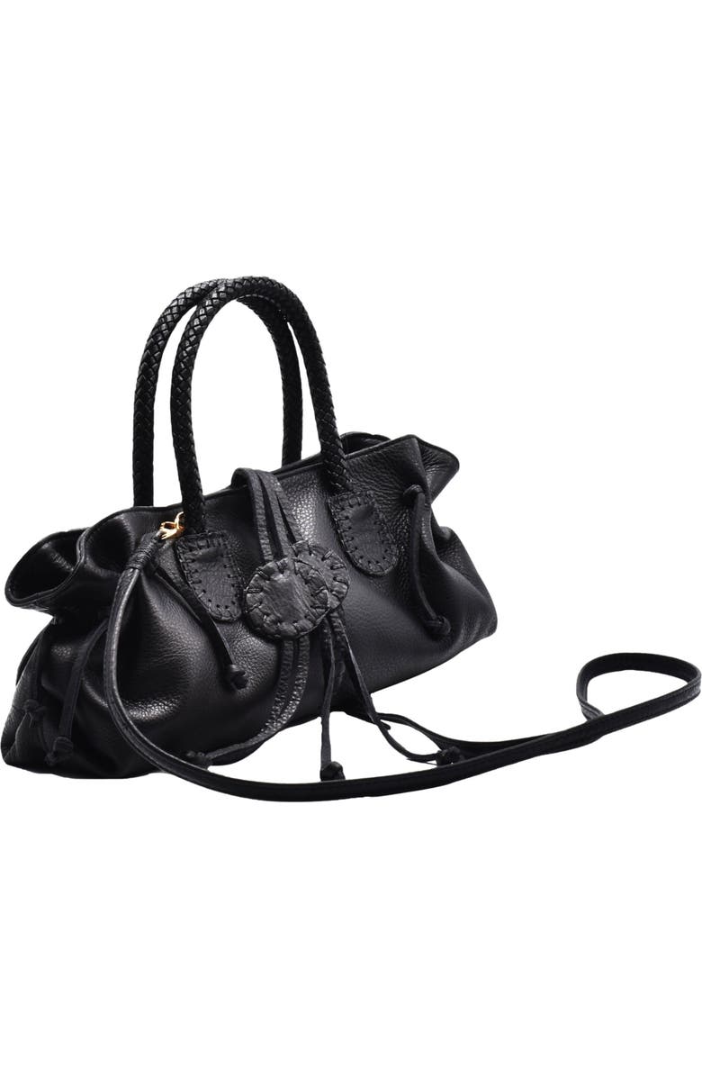 Carlos Falchi Mini Satchel Leather Bag, Alternate, color, Black Obsidian