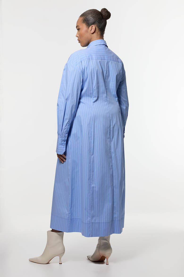 Rosette Woven Shirt Maxi Dress, Alternate, color, Blue