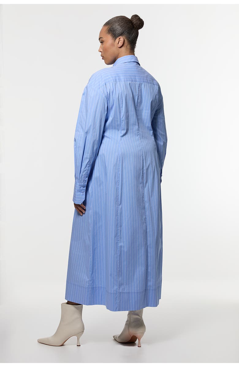 Karen Millen Rosette Woven Shirt Maxi Dress, Alternate, color, Blue