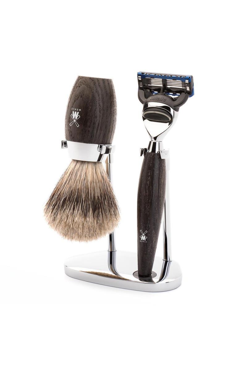 MÜHLE Kosmo Bog Oak 3-Piece Fine Badger & Fusion Shaving Set, Main, color, Bog Oak