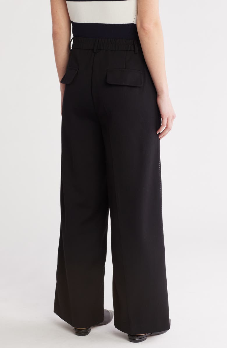 Adrianna Papell Side Stitch Wide Leg Pants, Alternate, color, Black/ Ivory