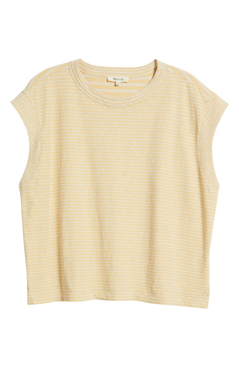 Madewell Stripe Boxy Cotton & Linen Muscle T-Shirt, Alternate, color, Yellow Stripe