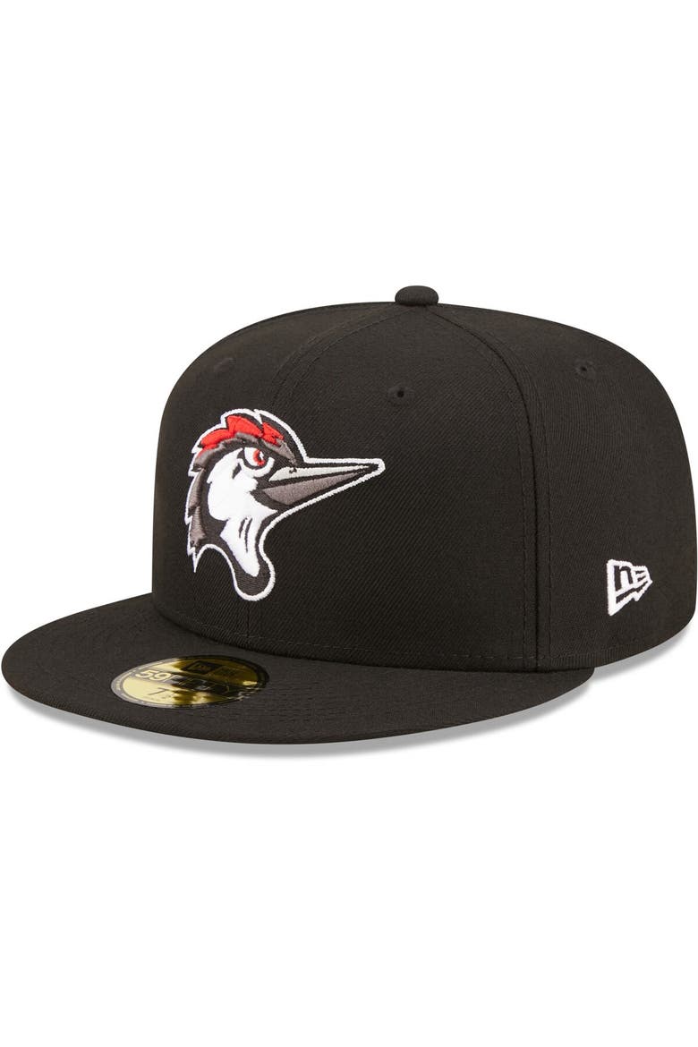 Men's New Era Black Fayetteville Woodpeckers Authentic Collection 59FIFTY Fitted Hat, Main, color, Black