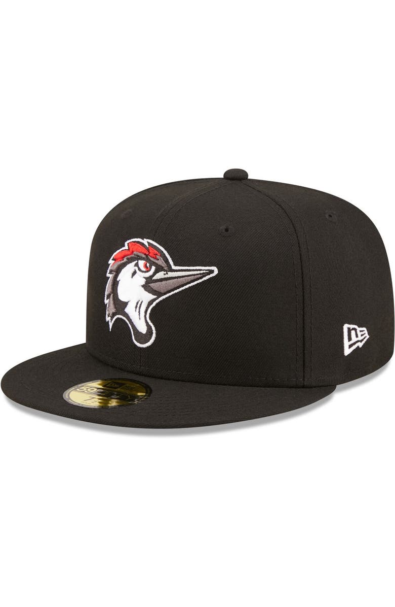 New Era Men's New Era Black Fayetteville Woodpeckers Authentic Collection 59FIFTY Fitted Hat, Main, color, Black