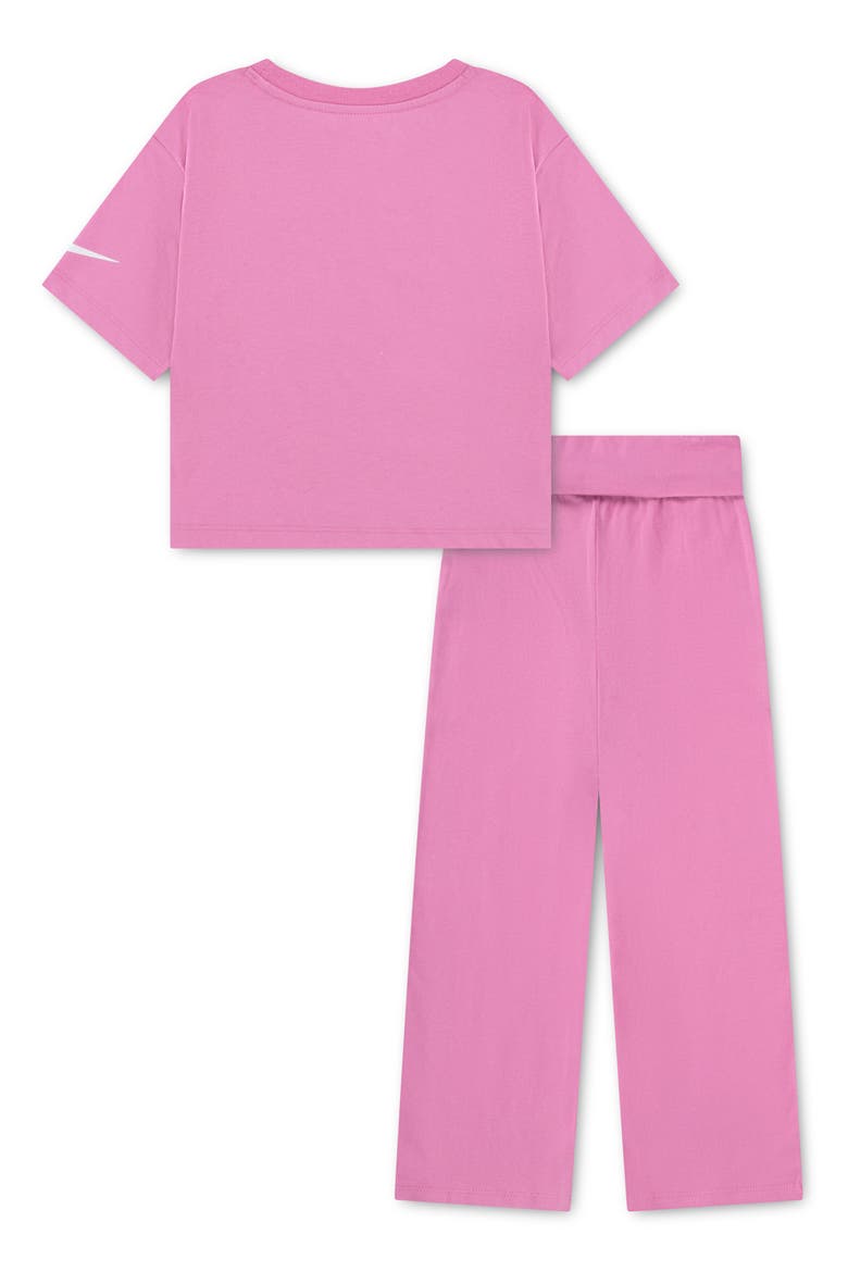 Kids' Logo Tee and Wide Leg Pants Set, Alternate, color, MAGIC FLAMINGO