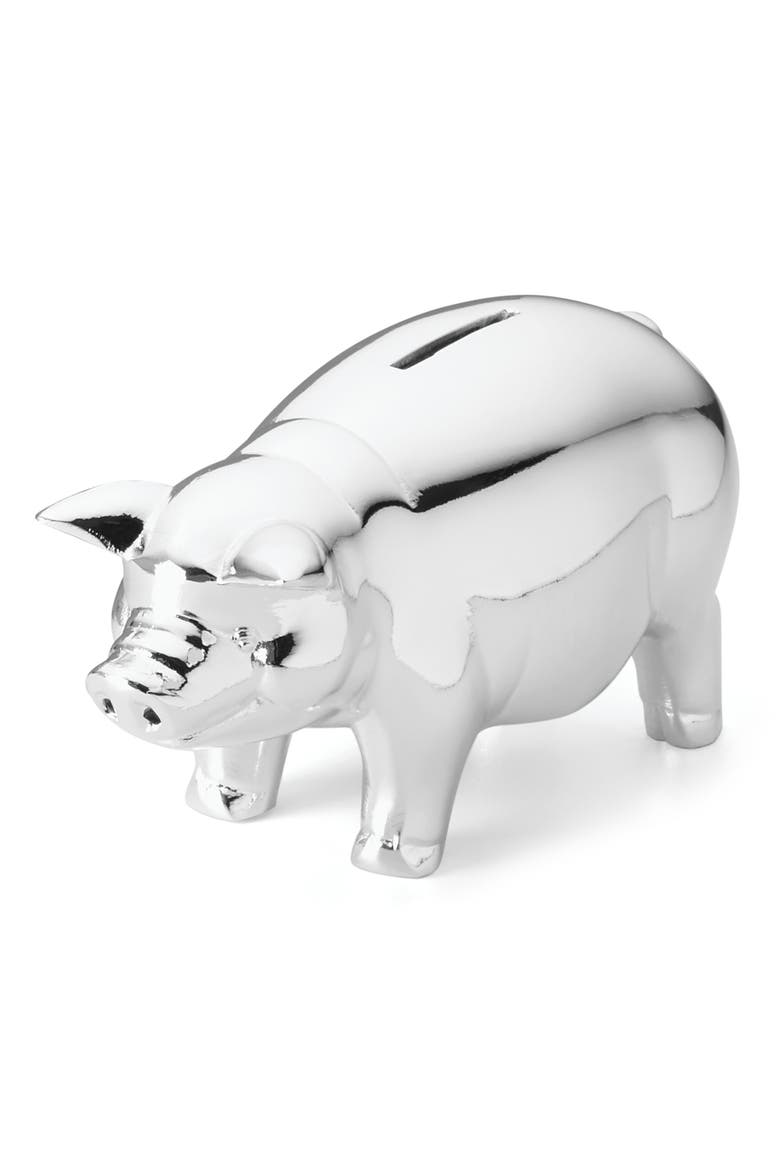Silverplate Porcelain Bank, Main, color, METALLIC TONES