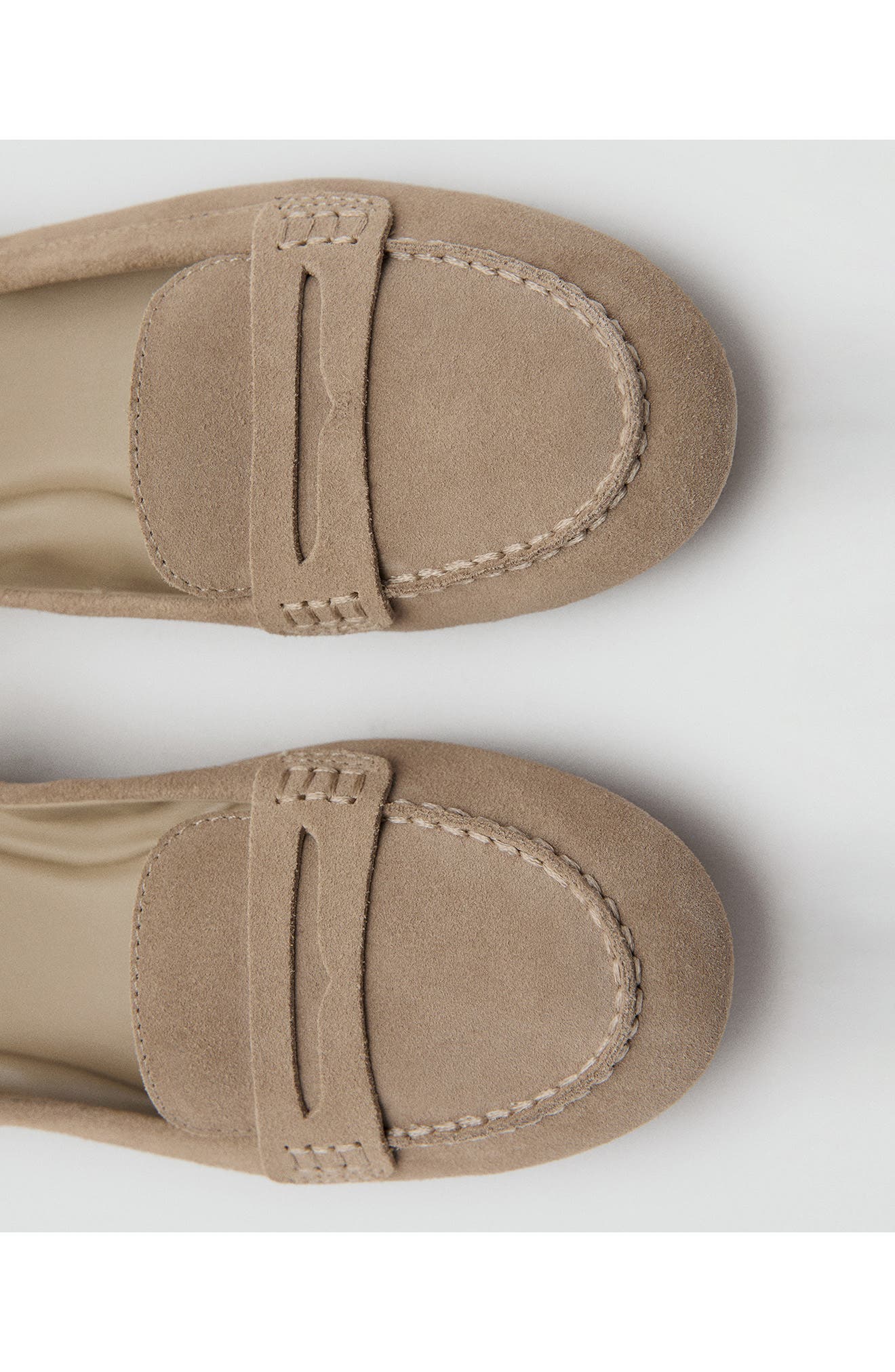 MANGO Suede Penny Loafer, Alternate, color, Sand