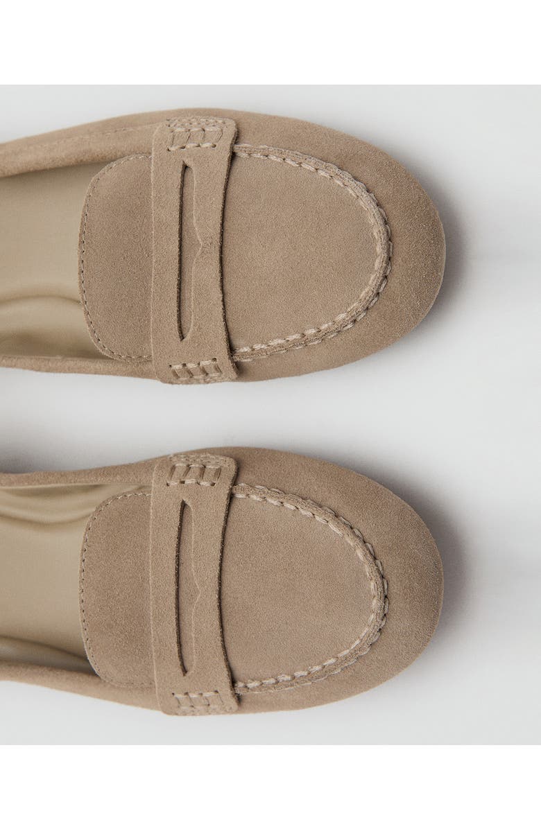 MANGO Suede Penny Loafer, Alternate, color, Sand