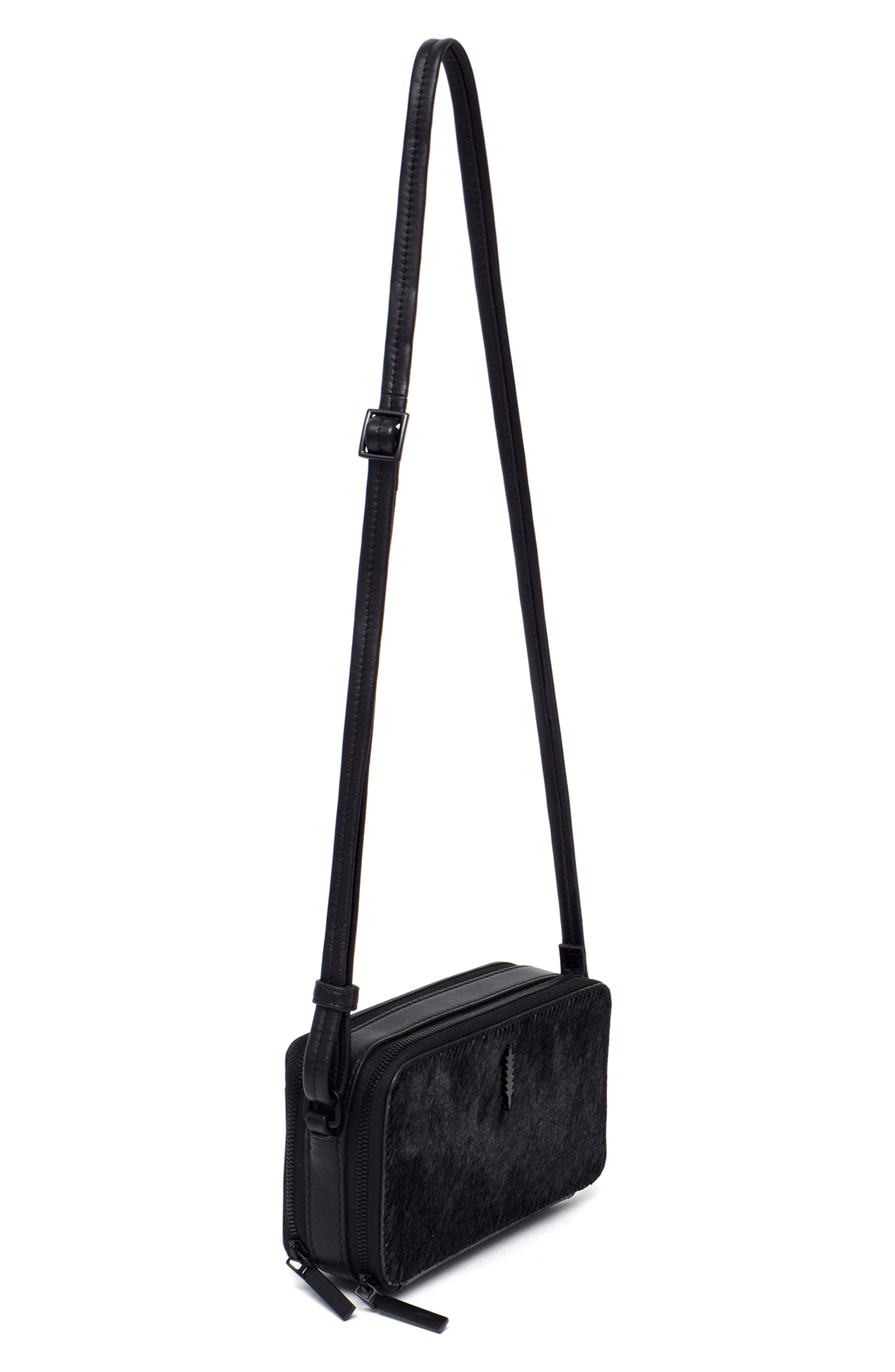 Thacker Riley Genuine Calf Hair Crossbody Bag, Alternate, color, Black/ Calf Hair