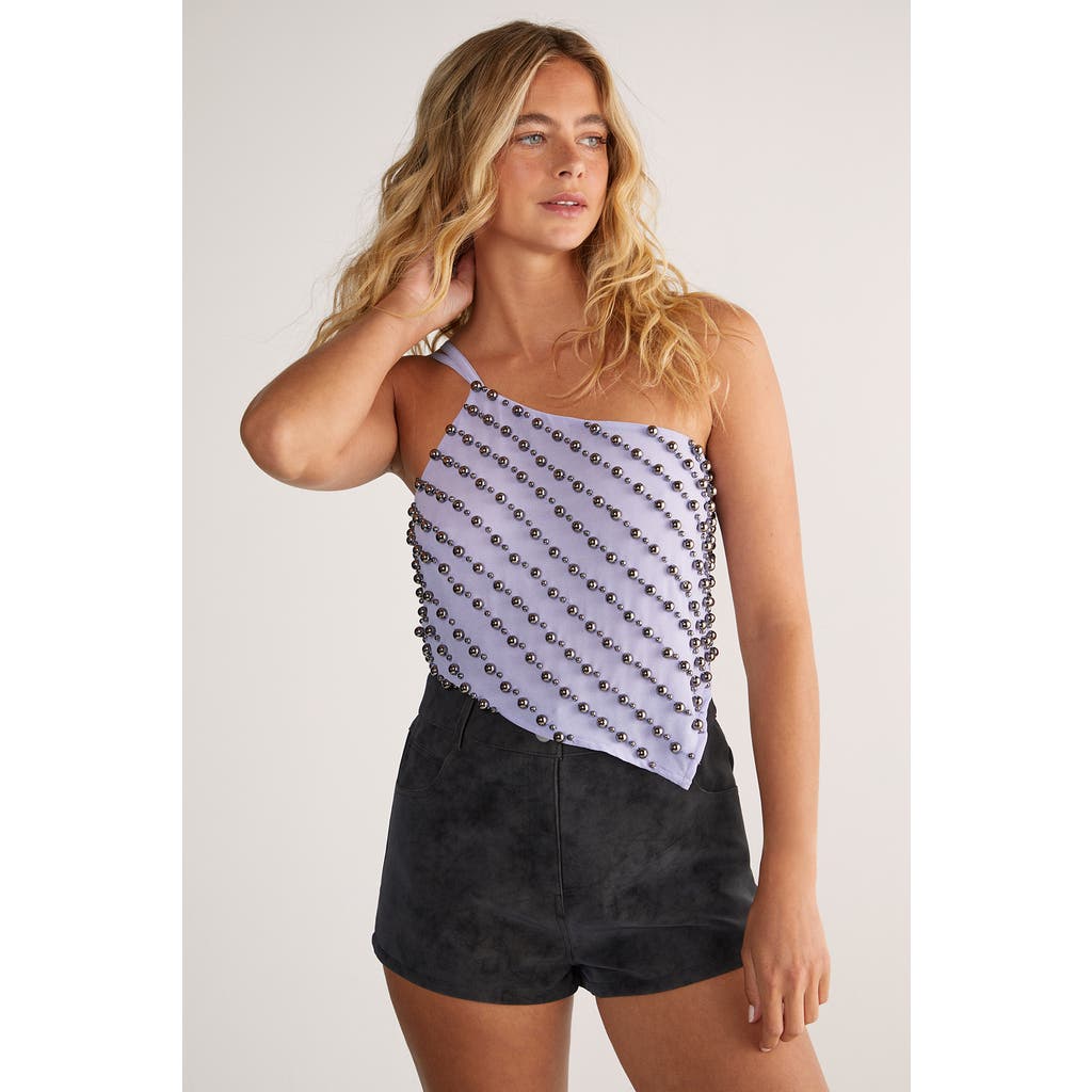 Nasty Gal Studded Asymmetric One Shoulder Top In Purple