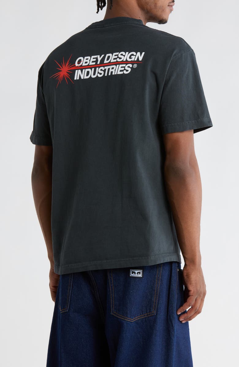 Obey Design Industrial Graphic T-Shirt, Alternate, color, Pigment True Vintage Black