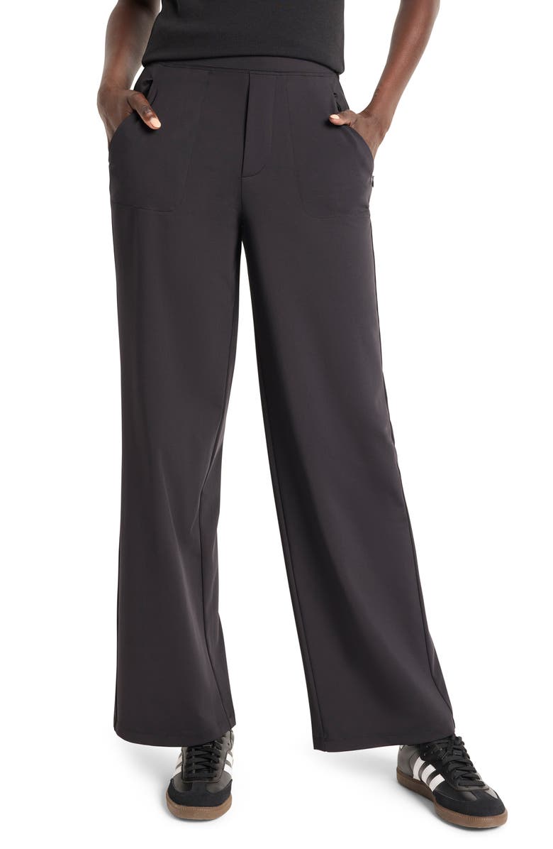 NZ ACTIVE by NIC+ZOE 31-Inch Wide Leg Active Pants, Main, color, Black Onyx
