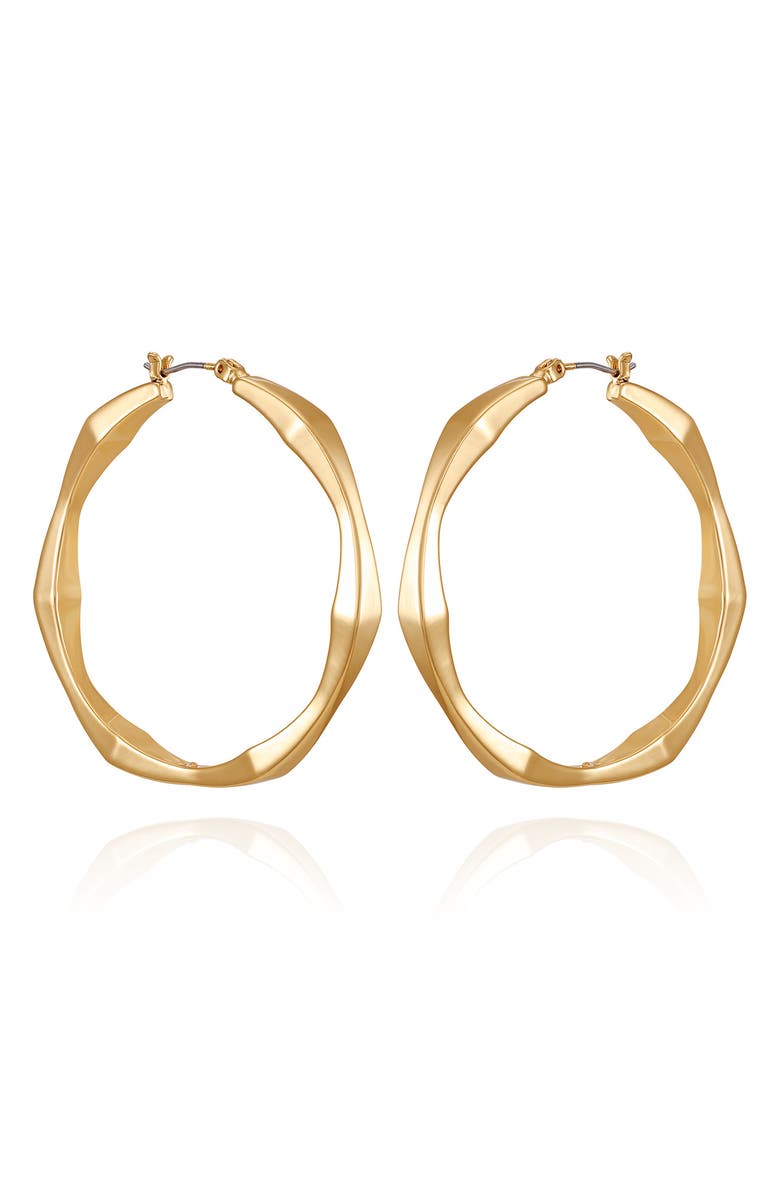 Vince Camuto Textured Hoop Earrings, Main, color, Goldtone3