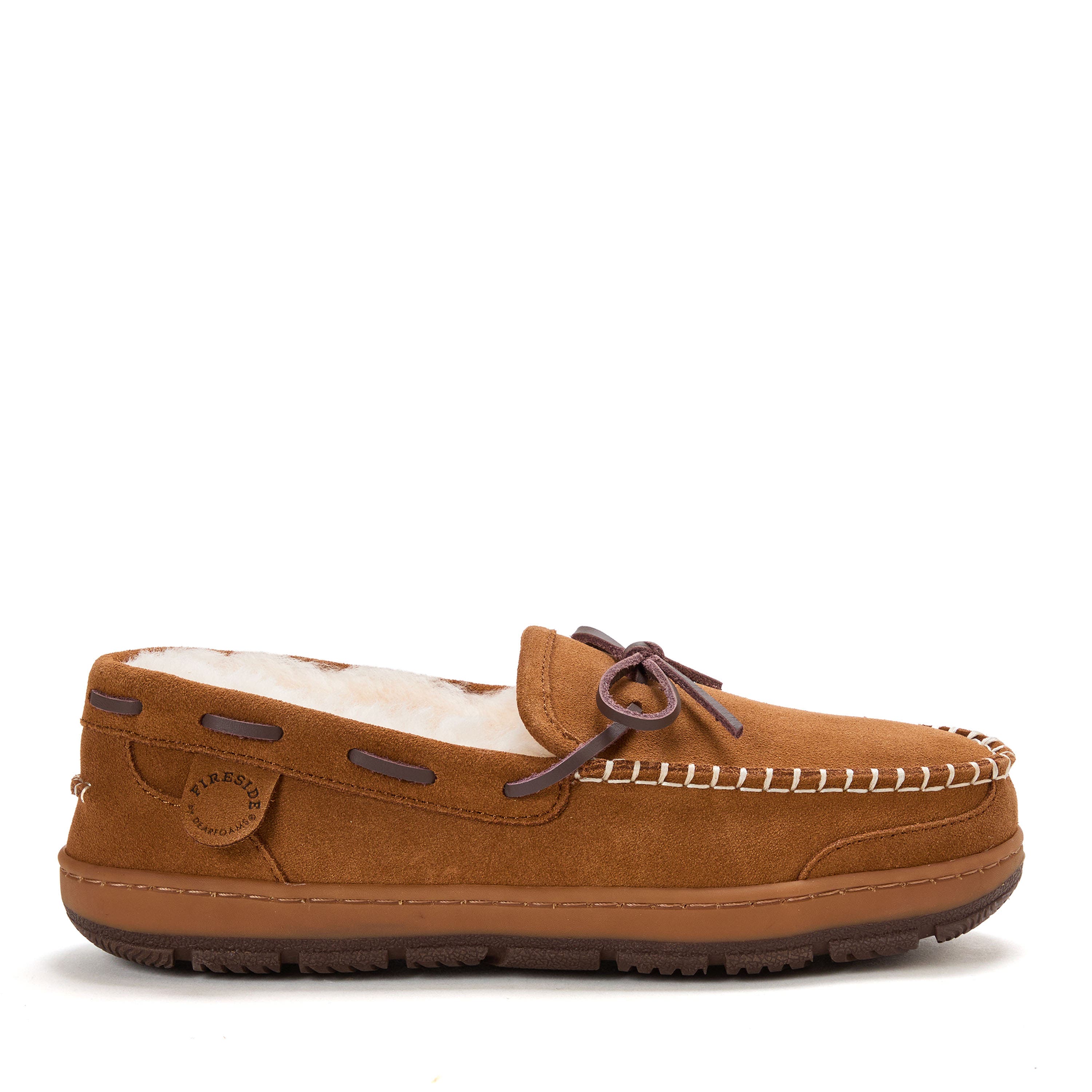 Fireside Forster Genuine Shearling Moccasin, Alternate, color, Chestnut