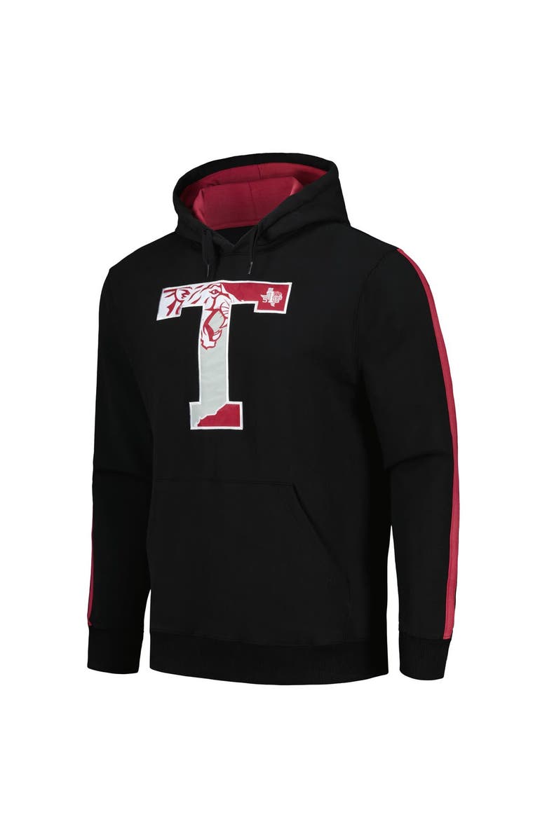 FISLL Men's Black Texas Southern Tigers Striped Oversized Print Pullover Hoodie, Alternate, color,